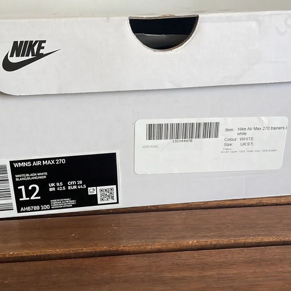 Nike Air Max 270 White/Black White Women Size 12(AH6789-100) - Picture 13 of 13